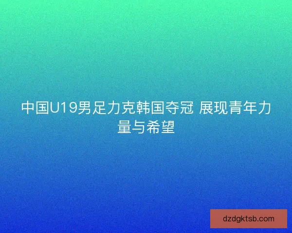 中国U19男足力克韩国夺冠 展现青年力量与希望